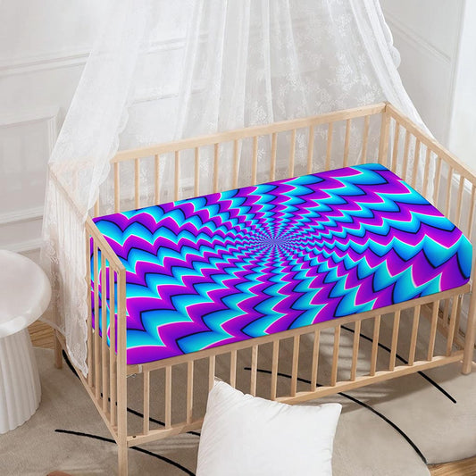 Blue Dizzy Moving Optical Illusion Baby Crib Sheet