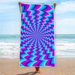 Blue Dizzy Moving Optical Illusion Beach Towel