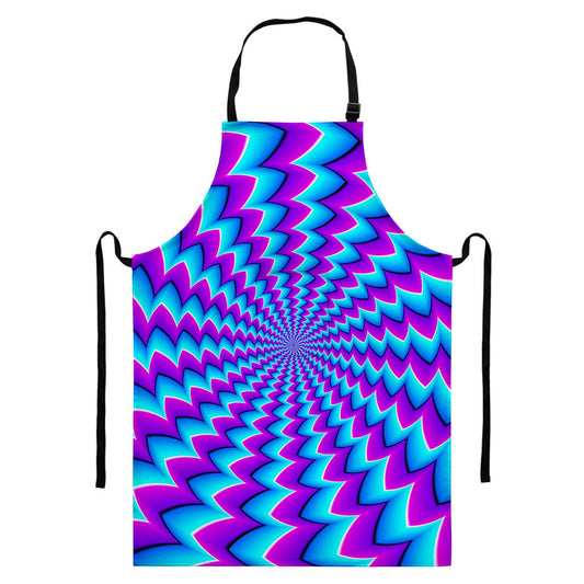 Blue Dizzy Moving Optical Illusion Bib Apron With Pocket
