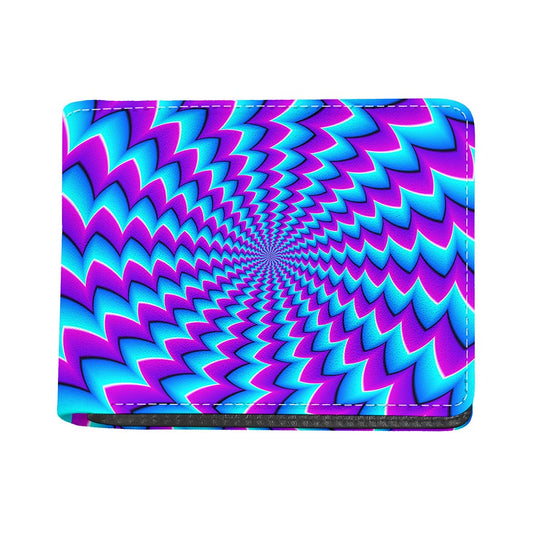Blue Dizzy Moving Optical Illusion Bifold Wallet