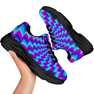 Blue Dizzy Moving Optical Illusion Black Chunky Shoes