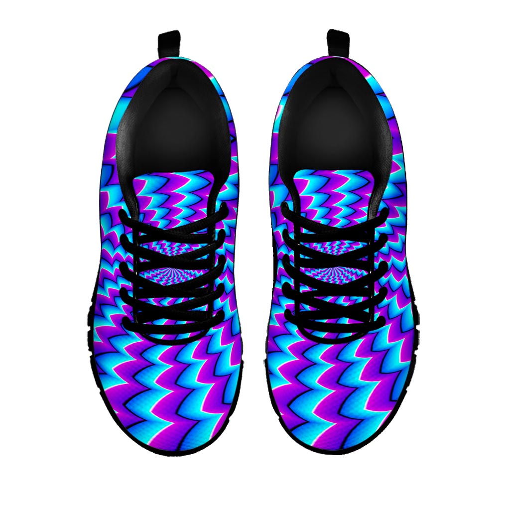 Blue Dizzy Moving Optical Illusion Black Running Shoes