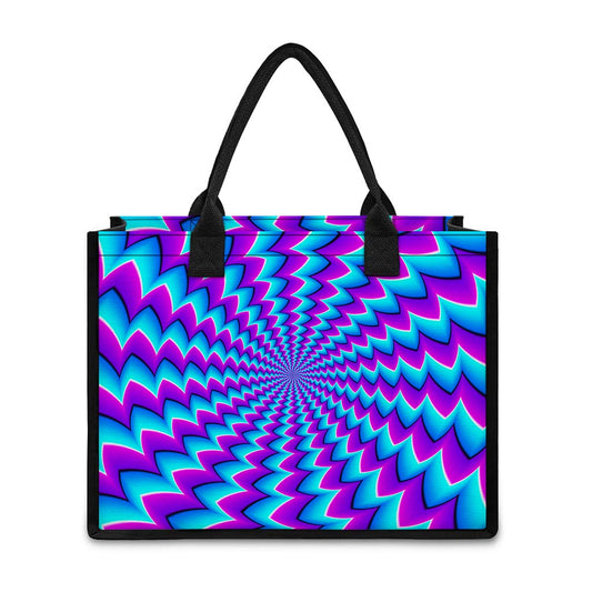 Blue Dizzy Moving Optical Illusion Canvas Tote Bag