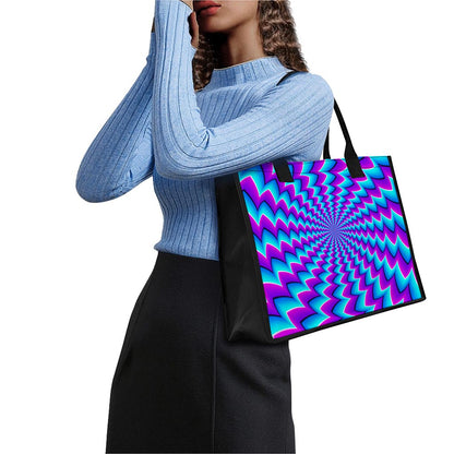 Blue Dizzy Moving Optical Illusion Canvas Tote Bag