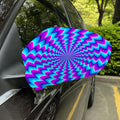 Blue Dizzy Moving Optical Illusion Car Side Mirror Covers