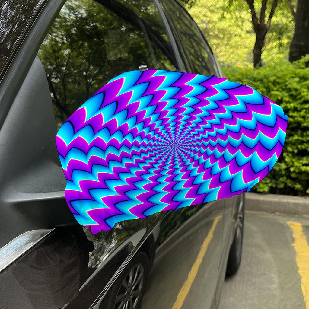 Blue Dizzy Moving Optical Illusion Car Side Mirror Covers