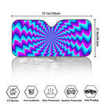 Blue Dizzy Moving Optical Illusion Car Windshield Sun Shade