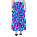 Blue Dizzy Moving Optical Illusion Chiffon Maxi Skirt