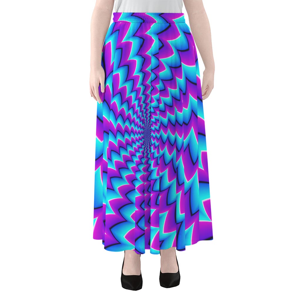 Blue Dizzy Moving Optical Illusion Chiffon Maxi Skirt