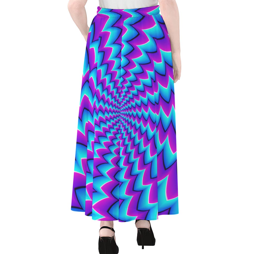 Blue Dizzy Moving Optical Illusion Chiffon Maxi Skirt