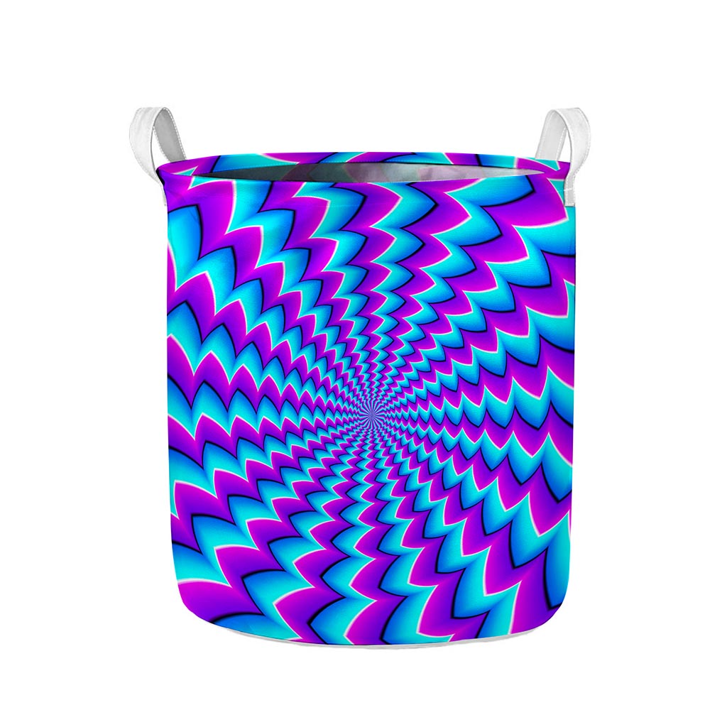 Blue Dizzy Moving Optical Illusion Collapsible Laundry Basket