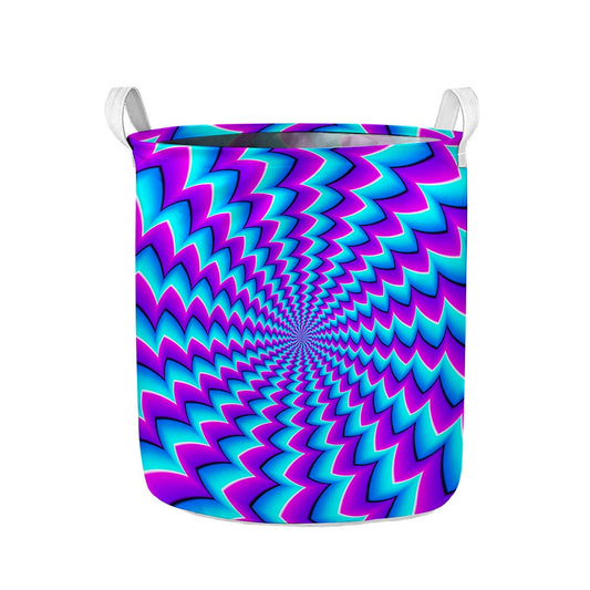 Blue Dizzy Moving Optical Illusion Collapsible Laundry Basket