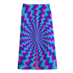 Blue Dizzy Moving Optical Illusion Cotton Front Slit Maxi Skirt