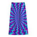 Blue Dizzy Moving Optical Illusion Cotton Front Slit Maxi Skirt