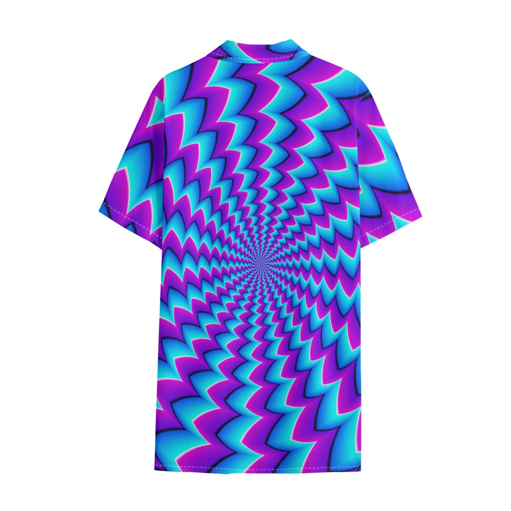 Blue Dizzy Moving Optical Illusion Cotton Hawaiian Shirt