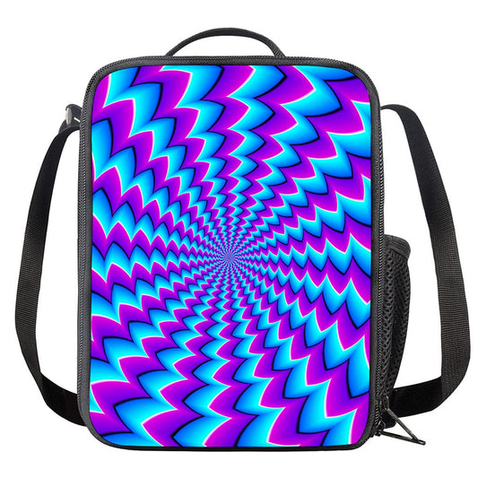 Blue Dizzy Moving Optical Illusion Crossbody Lunch Bag