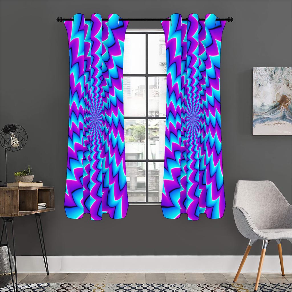 Blue Dizzy Moving Optical Illusion Curtain
