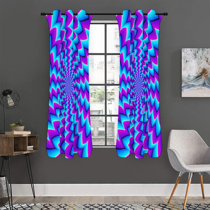 Blue Dizzy Moving Optical Illusion Curtain