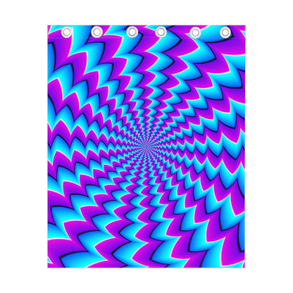 Blue Dizzy Moving Optical Illusion Curtain