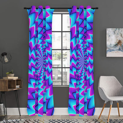 Blue Dizzy Moving Optical Illusion Curtain