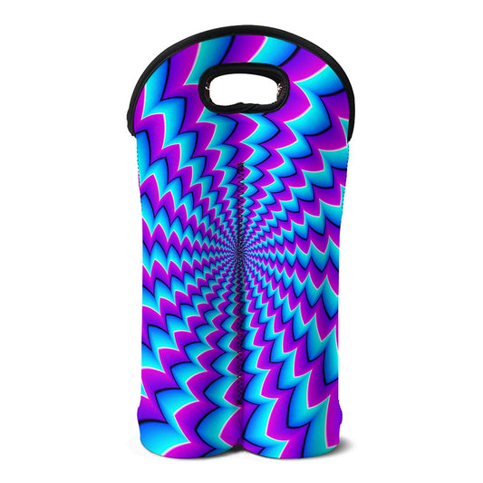 Blue Dizzy Moving Optical Illusion Double Neoprene Wine Tote