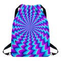 Blue Dizzy Moving Optical Illusion Drawstring Backpack