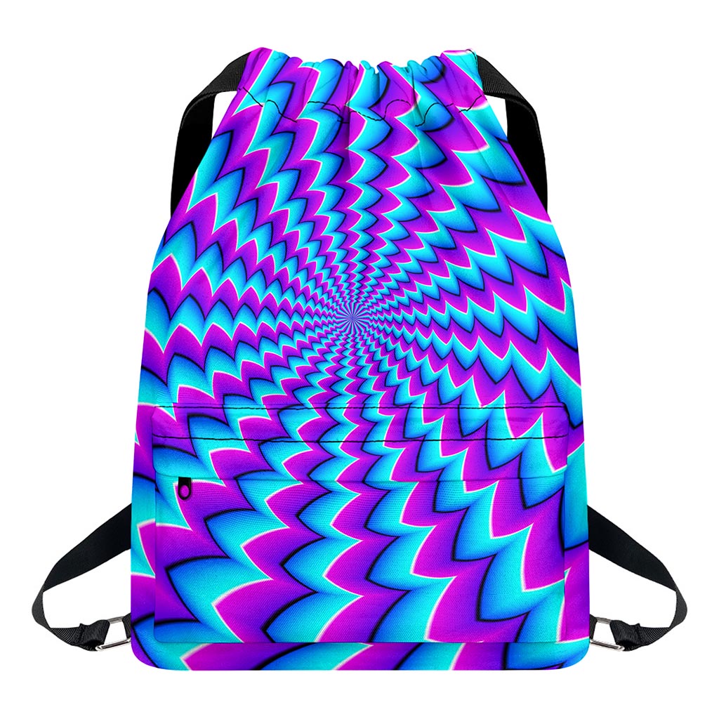 Blue Dizzy Moving Optical Illusion Drawstring Backpack