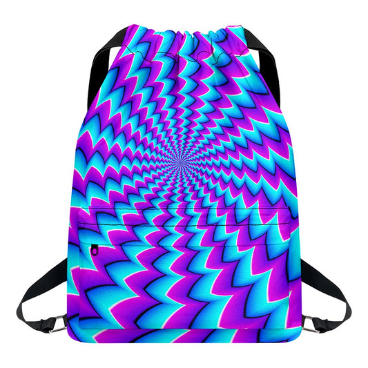 Blue Dizzy Moving Optical Illusion Drawstring Backpack