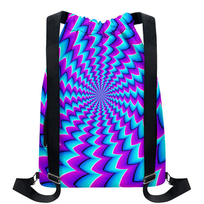 Blue Dizzy Moving Optical Illusion Drawstring Backpack