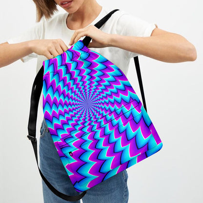 Blue Dizzy Moving Optical Illusion Drawstring Backpack