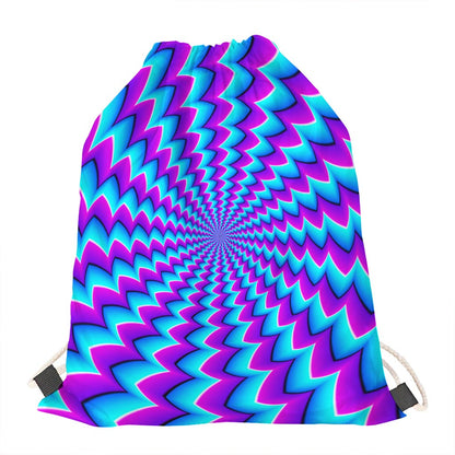 Blue Dizzy Moving Optical Illusion Drawstring Bag