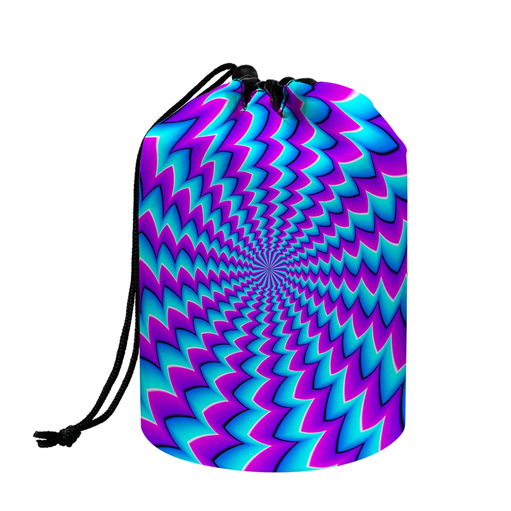 Blue Dizzy Moving Optical Illusion Drawstring Makeup Bag