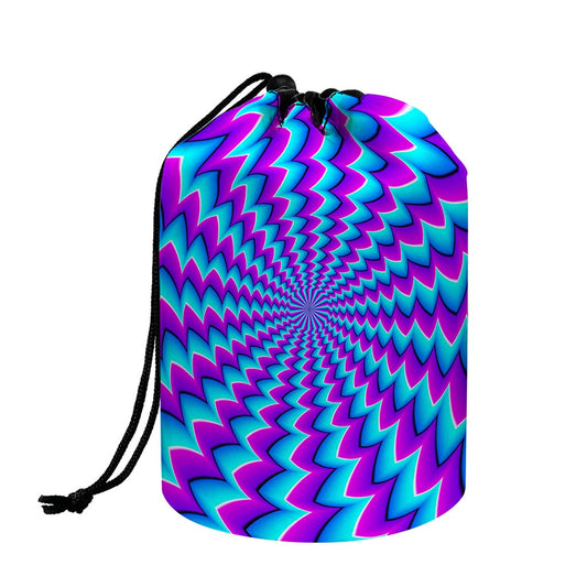 Blue Dizzy Moving Optical Illusion Drawstring Makeup Bag