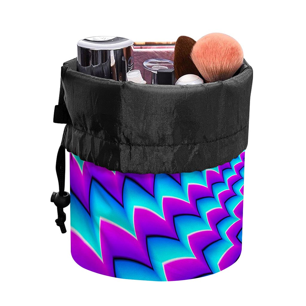Blue Dizzy Moving Optical Illusion Drawstring Makeup Bag