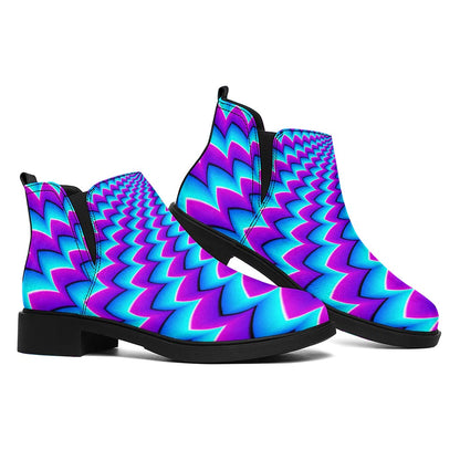 Blue Dizzy Moving Optical Illusion Flat Ankle Boots
