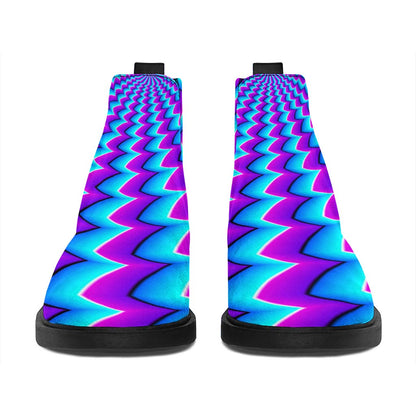 Blue Dizzy Moving Optical Illusion Flat Ankle Boots