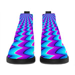 Blue Dizzy Moving Optical Illusion Flat Ankle Boots