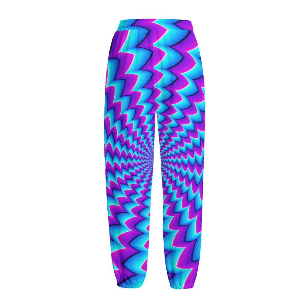 Blue Dizzy Moving Optical Illusion Fleece Lined Knit Pants