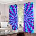 Blue Dizzy Moving Optical Illusion Grommet Curtains