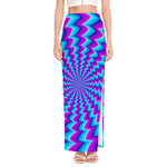 Blue Dizzy Moving Optical Illusion High Slit Maxi Skirt