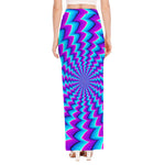 Blue Dizzy Moving Optical Illusion High Slit Maxi Skirt