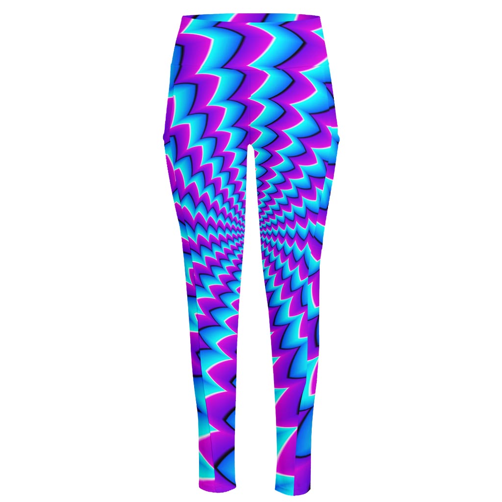 Blue Dizzy Moving Optical Illusion High-Waisted Pocket Leggings