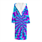 Blue Dizzy Moving Optical Illusion Hooded Bathrobe