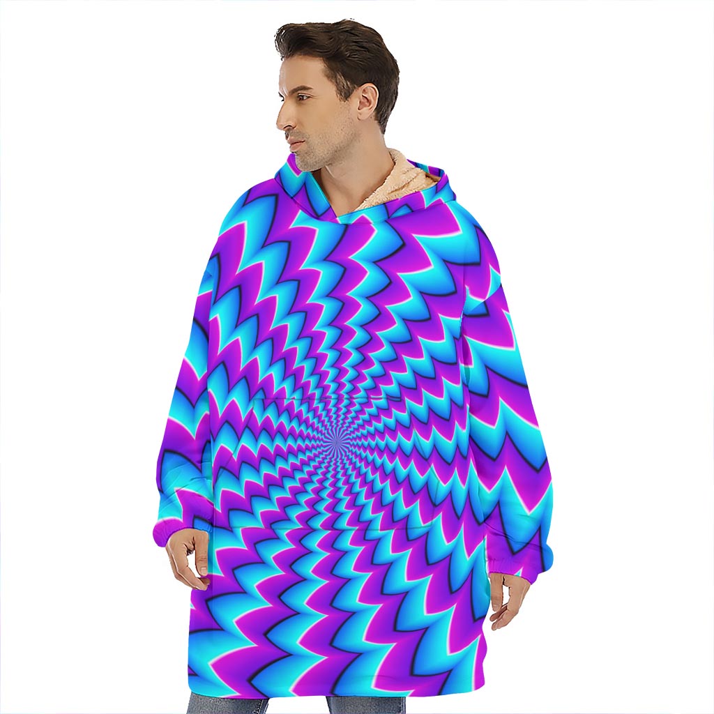 Blue Dizzy Moving Optical Illusion Hoodie Blanket