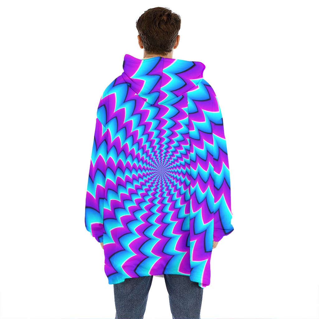 Blue Dizzy Moving Optical Illusion Hoodie Blanket