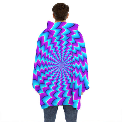 Blue Dizzy Moving Optical Illusion Hoodie Blanket