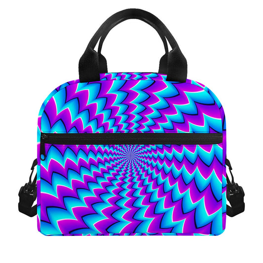 Blue Dizzy Moving Optical Illusion Insulated Lunch Bag