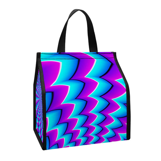 Blue Dizzy Moving Optical Illusion Insulated Lunch Tote