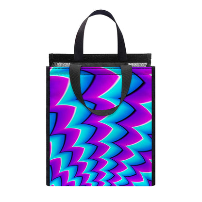 Blue Dizzy Moving Optical Illusion Insulated Lunch Tote
