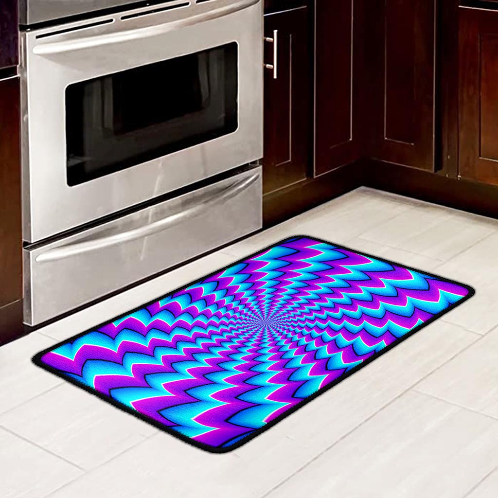 Blue Dizzy Moving Optical Illusion Kitchen Mat
